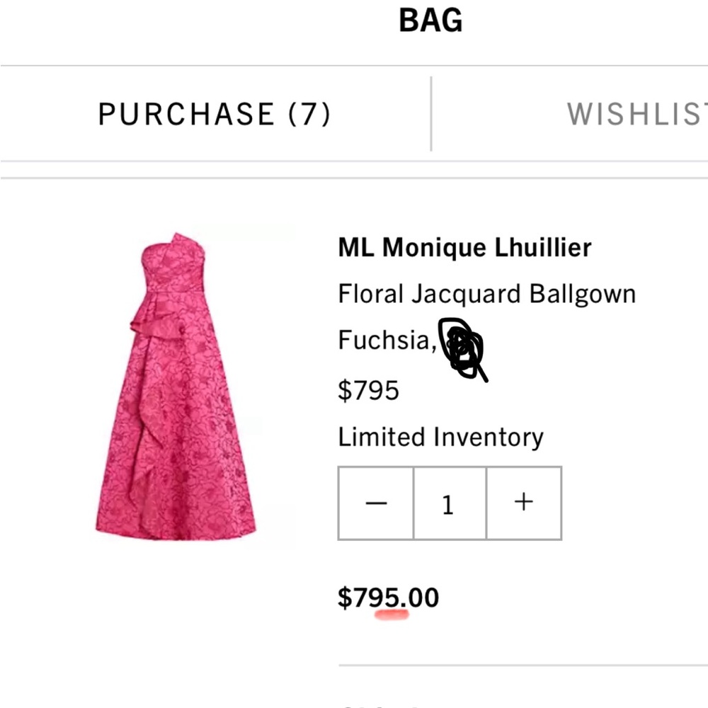 Monique Lhuillier Fuchsia Floral Jacquard Ballgown